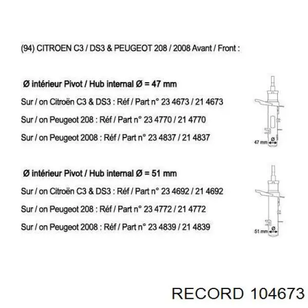 104673 Record amortiguador delantero izquierdo