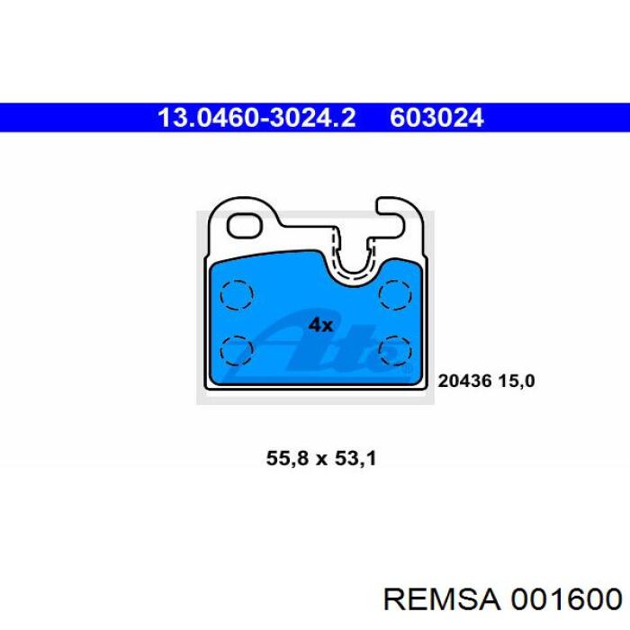 001600 Remsa pastillas de freno traseras