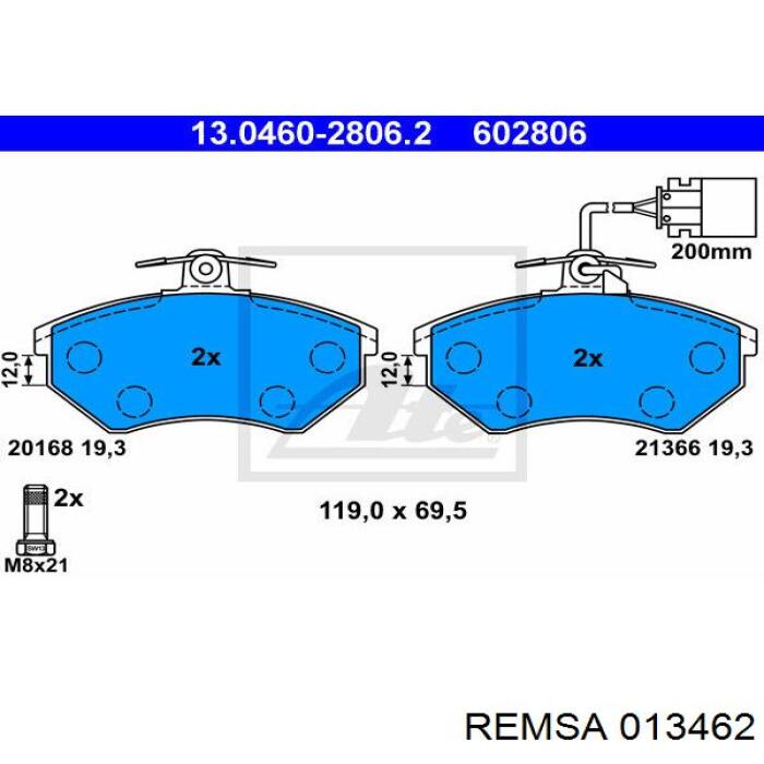 013462 Remsa pastillas de freno delanteras