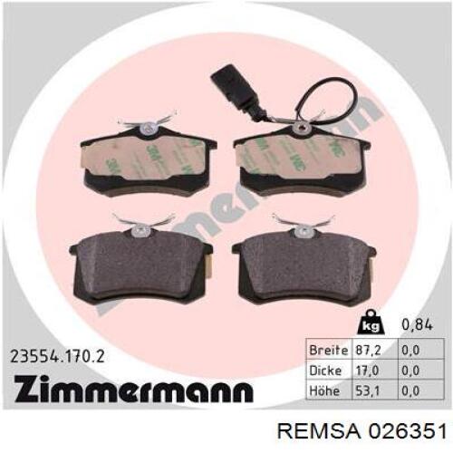 Pastillas traseras Remsa 026351