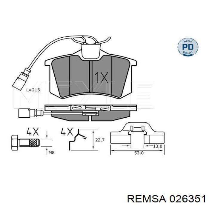 026351 Remsa Pastillas freno traseras