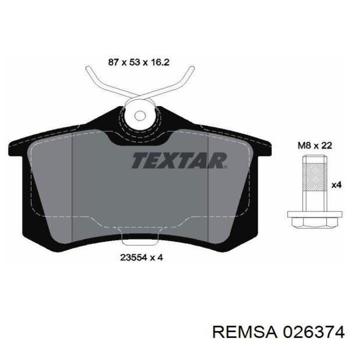 Comprar 026374 Remsa Pastillas de freno traseras