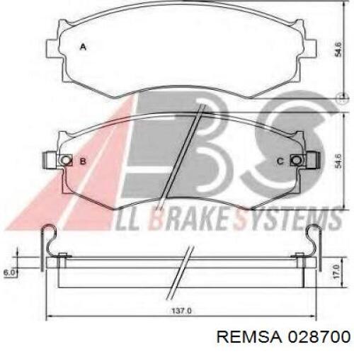  028700 Remsa pastillas de freno delanteras