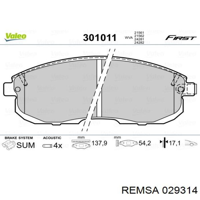 Comprar 029314 Remsa Pastillas delanteras de freno