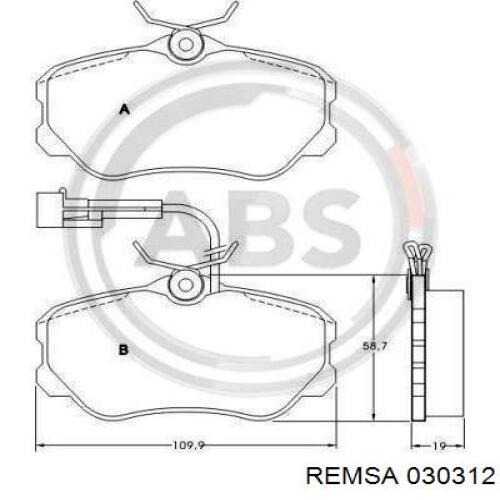 0303.12 Remsa pastillas de freno delanteras