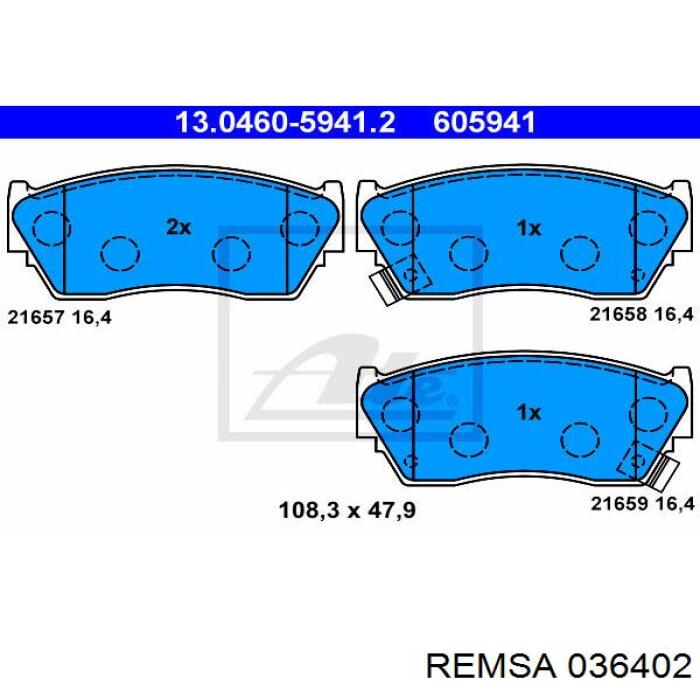 0364.02 Remsa pastillas de freno delanteras