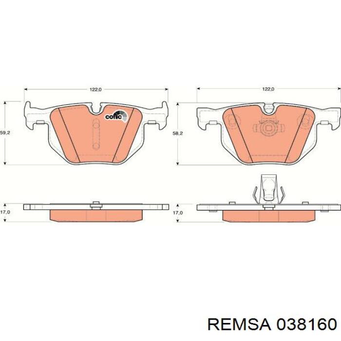 Comprar 038160 Remsa Pastillas de freno traseras