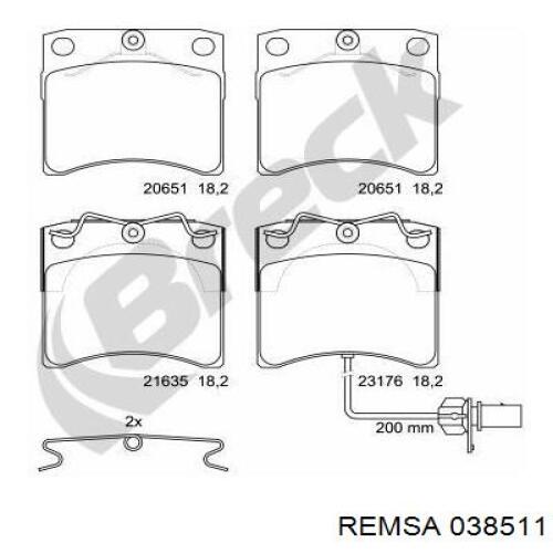 038511 Remsa pastillas de freno delanteras