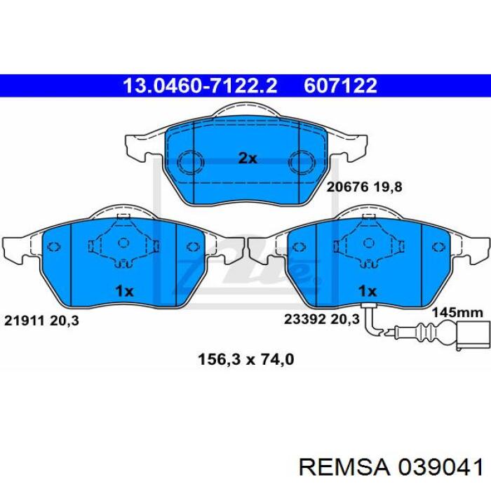 Comprar 039041 Remsa Pastillas delanteras de freno