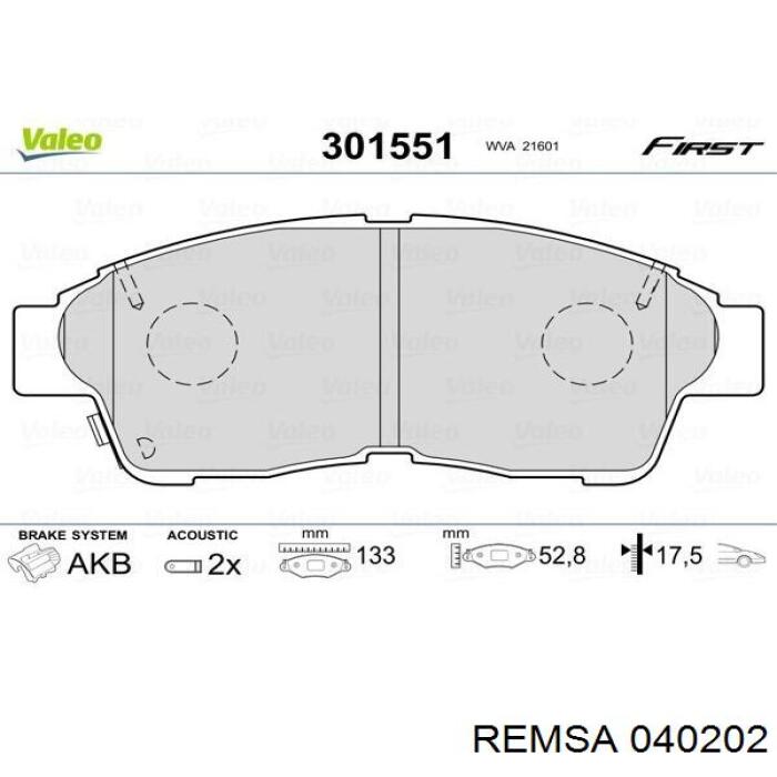 0402.02 Remsa pastillas de freno delanteras