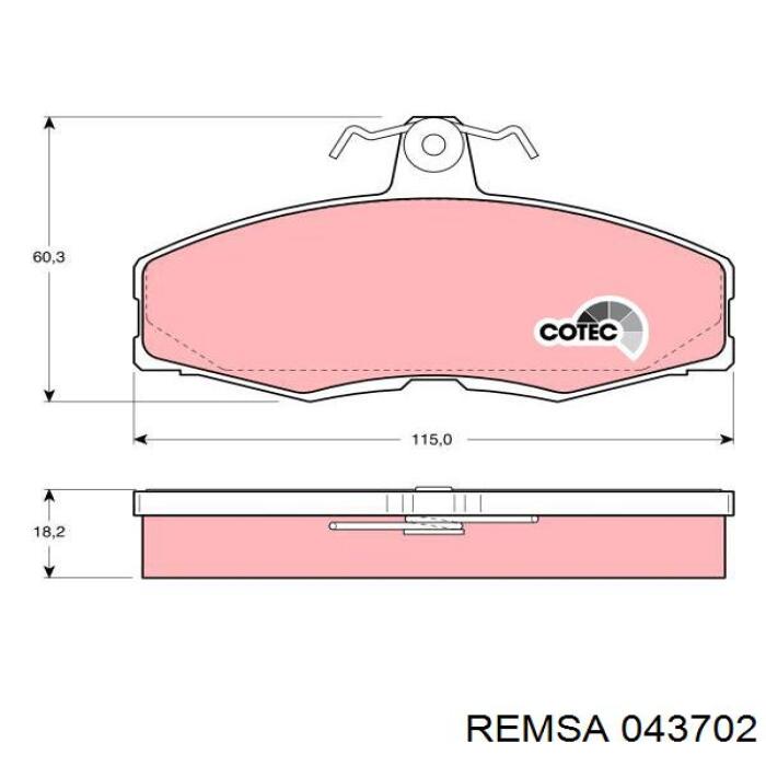 Comprar 043702 Remsa Pastillas delanteras de freno