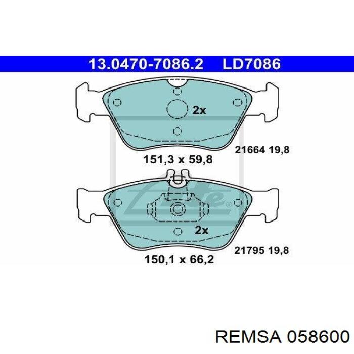 Comprar 058600 Remsa Pastillas delanteras de freno