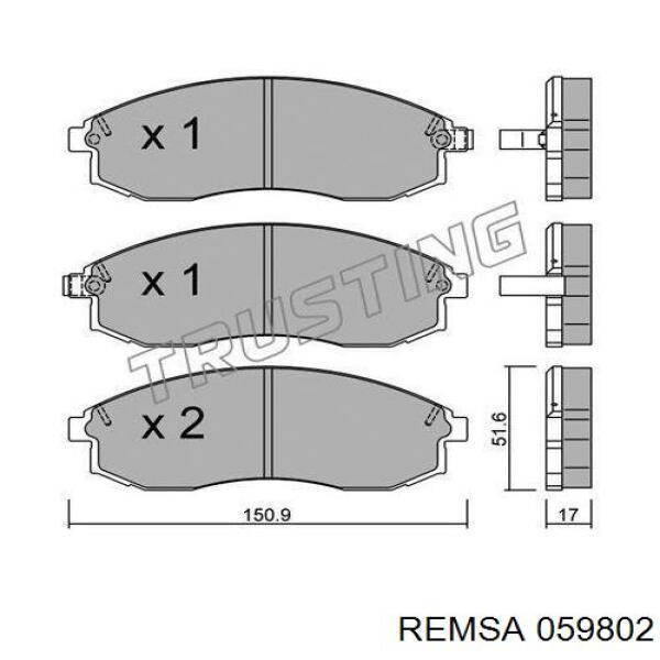 Comprar 059802 Remsa Pastillas delanteras de freno
