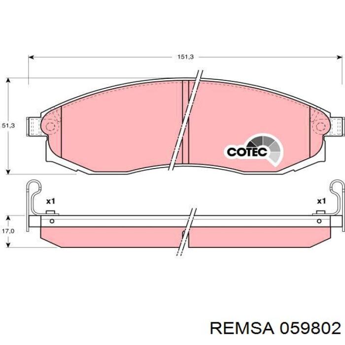 Pastillas de freno 059802 Remsa