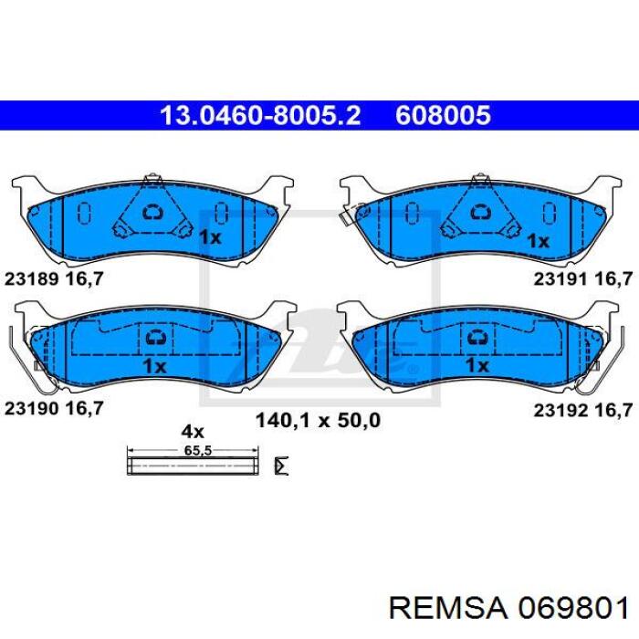 Pastillas traseras de freno Remsa 069801 precio, desde 44,56 EUR