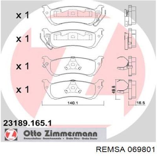 Comprar 069801 Remsa Pastillas de freno traseras