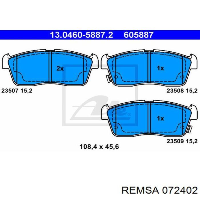 Pastillas de freno delanteras Remsa 072402