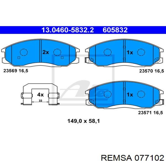 077102 Remsa pastillas de freno delanteras