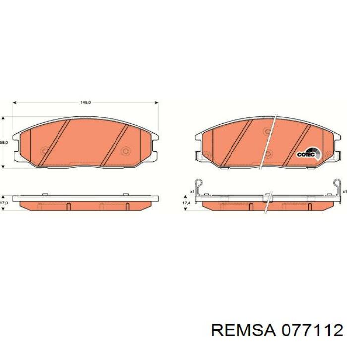 Pastillas de freno 077112 Remsa