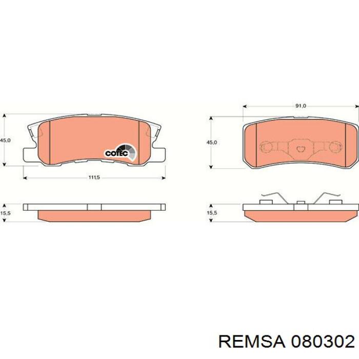 Comprar 080302 Remsa Pastillas de freno traseras