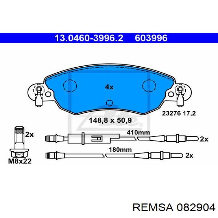 082904 Remsa pastillas de freno delanteras