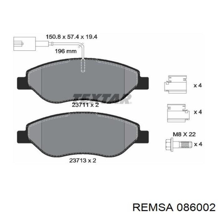 086002 Remsa pastillas de freno delanteras