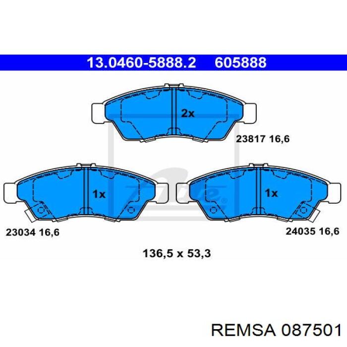 0875.01 Remsa pastillas de freno delanteras