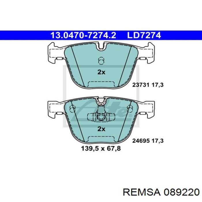 Pastillas traseras de freno Remsa 089220 precio, desde 35,66 EUR