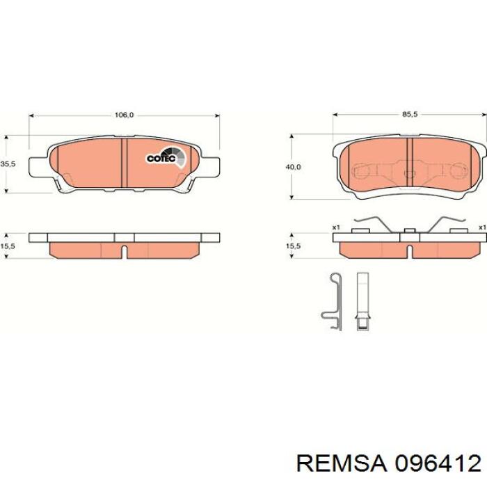 Pastillas de freno 096412 Remsa