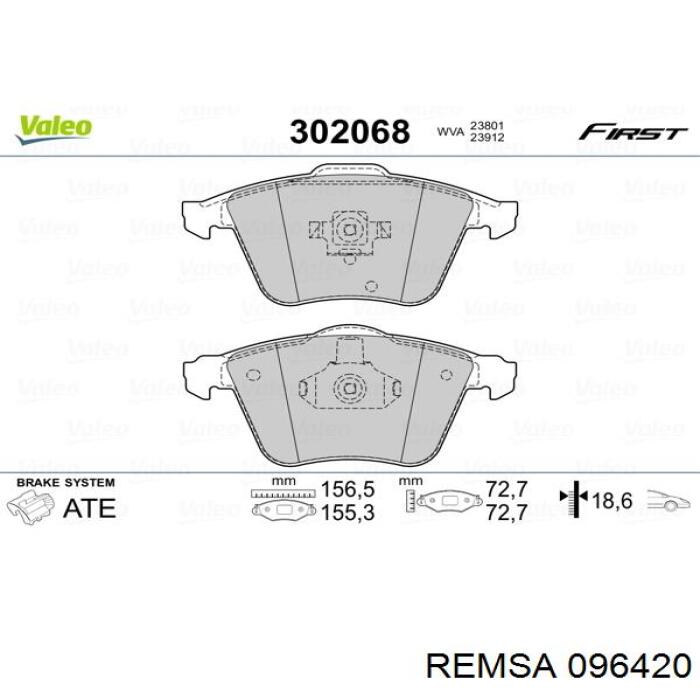Pastillas de freno delanteras Remsa 096420