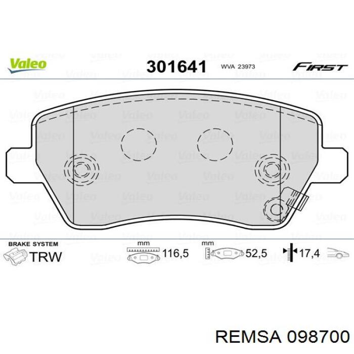 Comprar 098700 Remsa Pastillas delanteras de freno