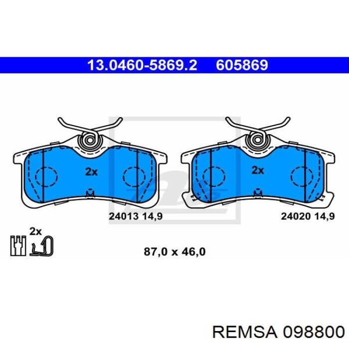 Comprar 098800 Remsa Pastillas delanteras de freno