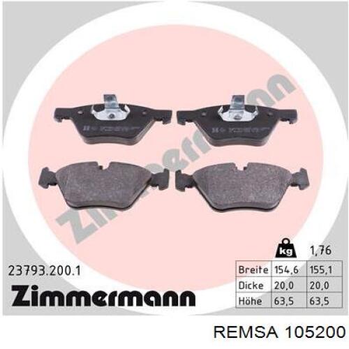 Comprar 105200 Remsa Pastillas delanteras de freno