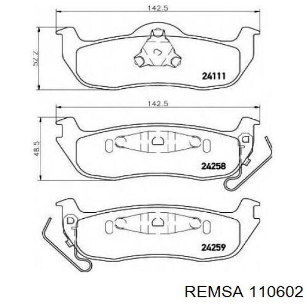 Pastillas traseras Remsa 110602