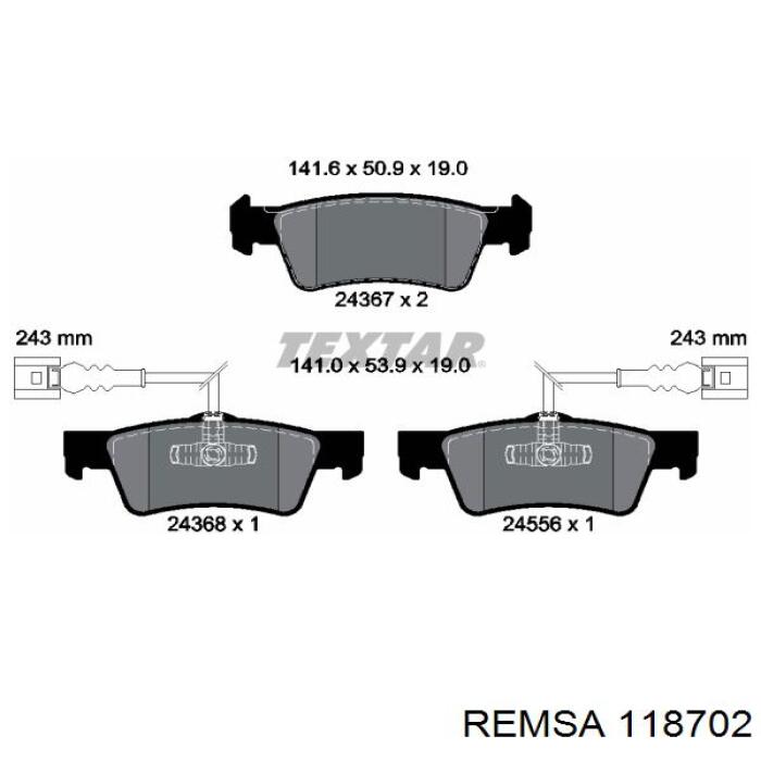 Pastillas traseras de freno Remsa 118702 precio, desde 34,03 EUR