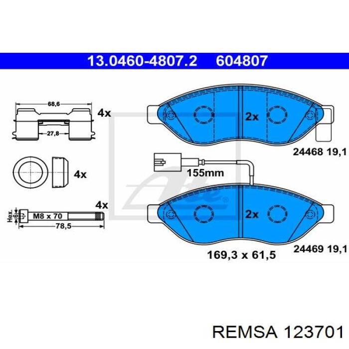 Pastillas de freno delanteras Remsa 123701