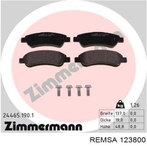 Comprar 123800 Remsa Pastillas de freno traseras