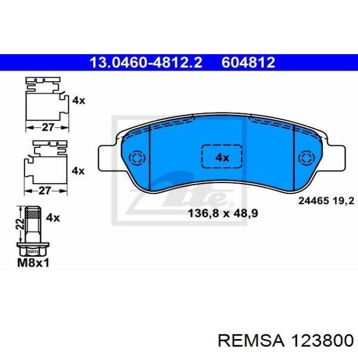 1238.00 Remsa pastillas de freno traseras