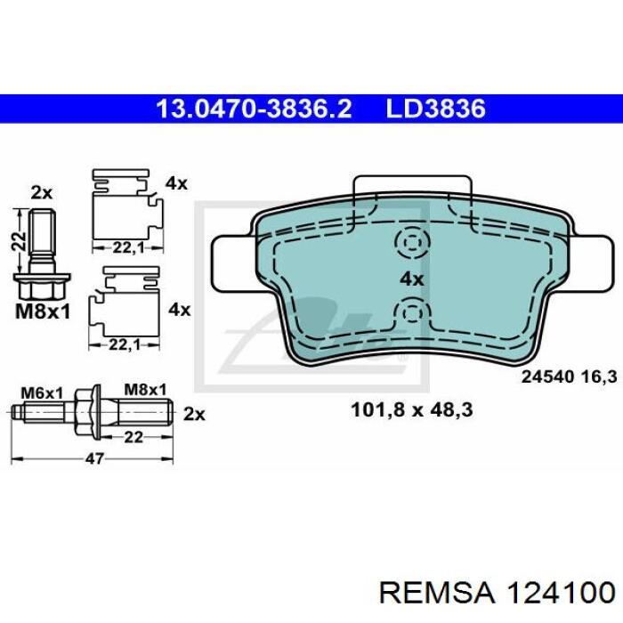 Pastillas traseras de freno Remsa 124100 precio, desde 26,47 EUR
