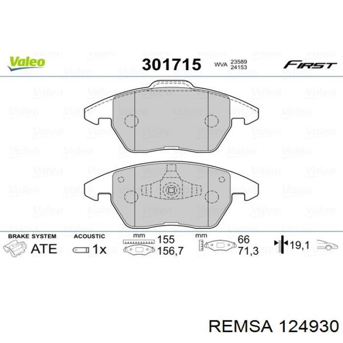 124930 Remsa pastillas de freno delanteras