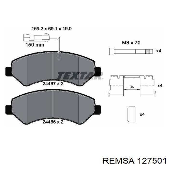 Pastillas de freno 127501 Remsa