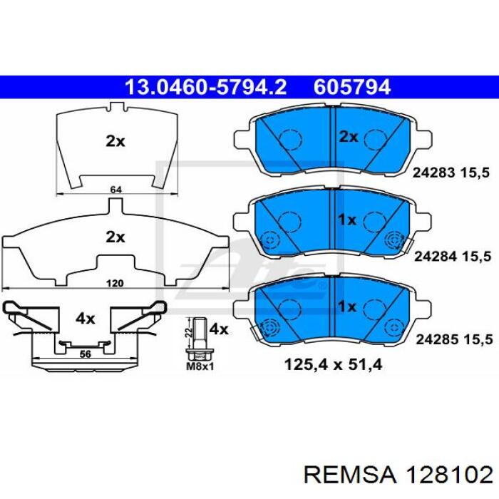 128102 Remsa Pastillas delanteras