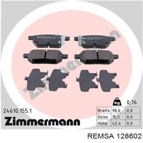 Pastillas traseras de freno Remsa 128602 precio, desde 16,60 EUR