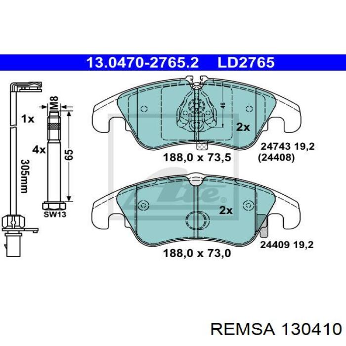 Comprar 130410 Remsa Pastillas delanteras de freno
