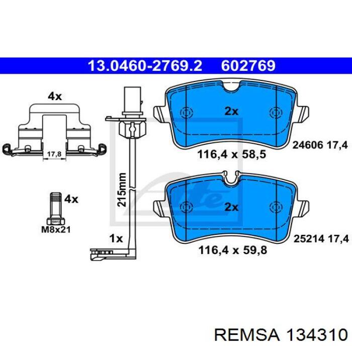 134310 Remsa Pastillas freno traseras