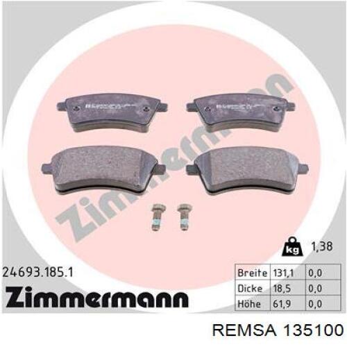 Comprar 135100 Remsa Pastillas delanteras de freno