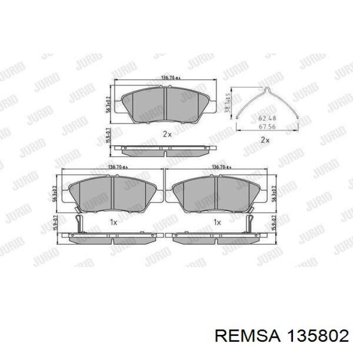Pastillas de freno delanteras Remsa 135802