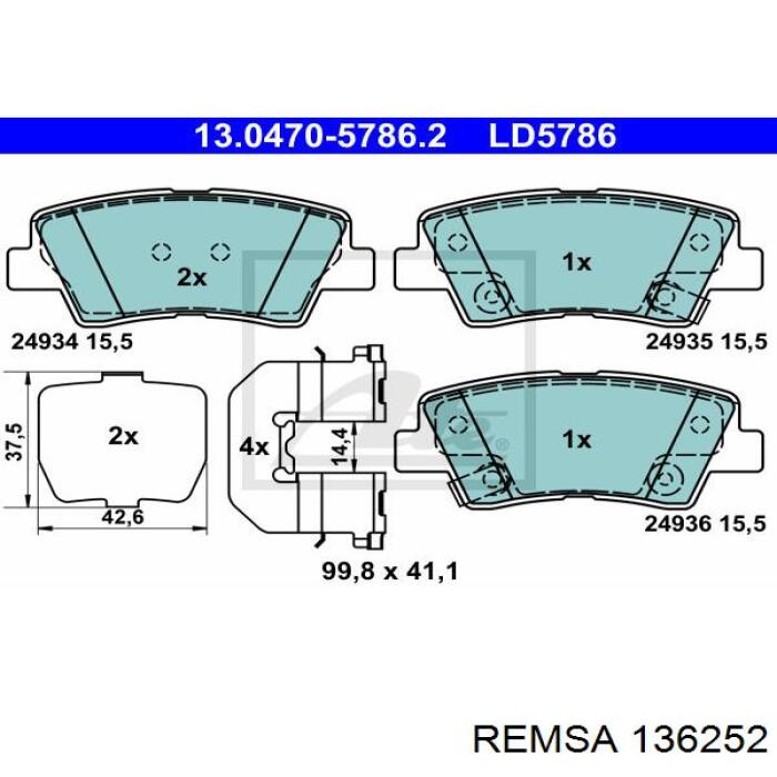 Pastillas traseras de freno Remsa 136252 precio, desde 21,72 EUR