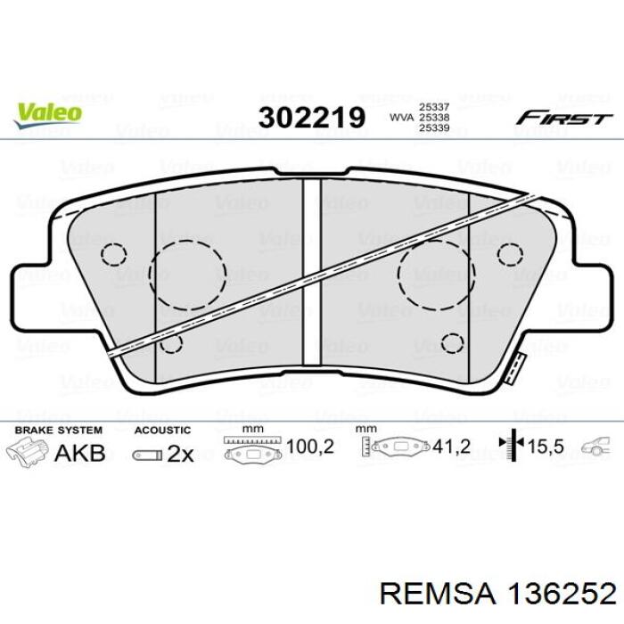 Comprar 136252 Remsa Pastillas de freno traseras