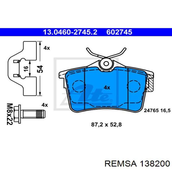 Pastillas traseras de freno Remsa 138200 precio, desde 21,57 EUR